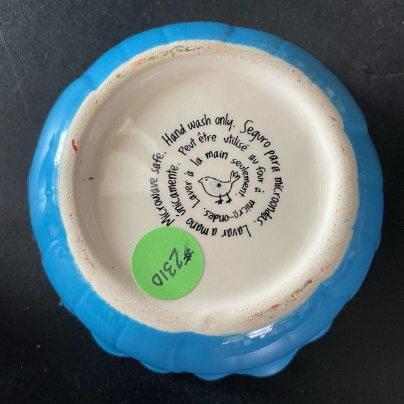 Blue Flower Blossom Ceramic Bowl Decorative Mixing Serving Hibiscus Floral Cute - Picture 4 of 8